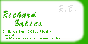 richard balics business card