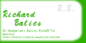richard balics business card